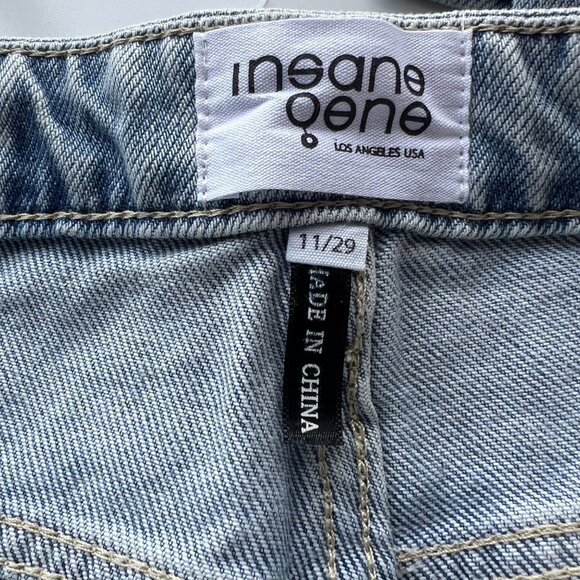 Insane Gene Mid-Rise Loose Fit Light Wash Distressed Jeans Womens Size 11 / 29W - Picture 7 of 16